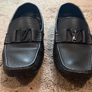 Louis Vuitton Dark Leather Slip-On Loafers